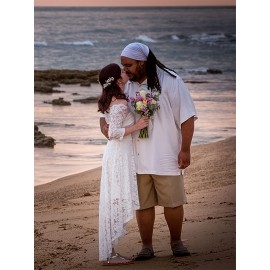 3/4 Sleeves Lace High-Low Off Shoulder Bridesmaid Dress, Cocktail Party Dress for Church Wedding Guest Formal Party 3/4 Sleeves Lace High-Low Off Shoulder Bridesmaid Dress, Cocktail Party Dress for Church Wedding Guest Formal Party