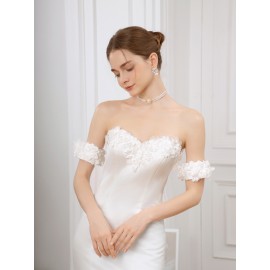 Elegant Off-Shoulder Ruffle Hem Wedding Dress - Exquisite Tie Back Wedding Party Gown for Women - Formal Evening, Occasion, Engagement, Ceremony, and Reception Wear Elegant Off-Shoulder Ruffle Hem Wedding Dress - Exquisite Tie Back Wedding Party Gown for Women - Formal Evening, Occasion, Engagement, Ceremony, and Reception Wear