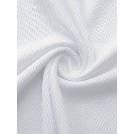 Sold Ribbed Elastic Waist Shorts, Casual Basic Shorts For Summer & Spring, Women's Clothing Sold Ribbed Elastic Waist Shorts, Casual Basic Shorts For Summer & Spring, Women's Clothing