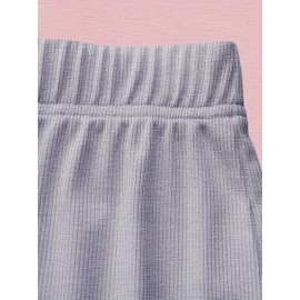 Sold Ribbed Elastic Waist Shorts, Casual Basic Shorts For Summer & Spring, Women's Clothing Sold Ribbed Elastic Waist Shorts, Casual Basic Shorts For Summer & Spring, Women's Clothing