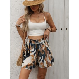 Fashionable High Waist Allover Print Shorts - Casual Drawstring Design, Skinny Fit for Summer - Trendy Womens Clothing for Sunny Days Fashionable High Waist Allover Print Shorts - Casual Drawstring Design, Skinny Fit for Summer - Trendy Womens Clothing for Sunny Days
