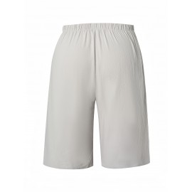 1pc Women'S Casual Polyester Shorts, Solid Color, All-Season, Woven Fabric, with Fake Drawstring Detail 1pc Women'S Casual Polyester Shorts, Solid Color, All-Season, Woven Fabric, with Fake Drawstring Detail