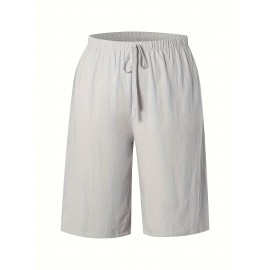 1pc Women'S Casual Polyester Shorts, Solid Color, All-Season, Woven Fabric, with Fake Drawstring Detail 1pc Women'S Casual Polyester Shorts, Solid Color, All-Season, Woven Fabric, with Fake Drawstring Detail