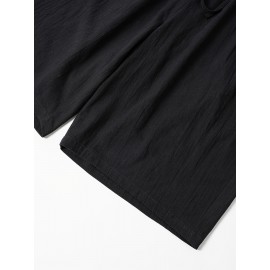 1pc Women'S Casual Polyester Shorts, Solid Color, All-Season, Woven Fabric, with Fake Drawstring Detail 1pc Women'S Casual Polyester Shorts, Solid Color, All-Season, Woven Fabric, with Fake Drawstring Detail