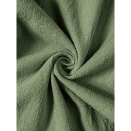 1pc Women'S Casual Polyester Shorts, Solid Color, All-Season, Woven Fabric, with Fake Drawstring Detail 1pc Women'S Casual Polyester Shorts, Solid Color, All-Season, Woven Fabric, with Fake Drawstring Detail