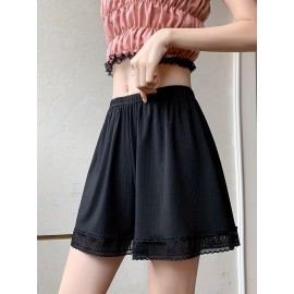 Chic Lace-Trimmed Safety Shorts for Women - Plus Size, Loose Fit, Non-See-Through, Perfect for Layering & Casual Wear Chic Lace-Trimmed Safety Shorts for Women - Plus Size, Loose Fit, Non-See-Through, Perfect for Layering & Casual Wear