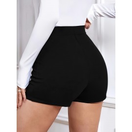 Double Breasted High Waist Shorts, Versatile Shorts For Spring & Summer, Women's Clothing Double Breasted High Waist Shorts, Versatile Shorts For Spring & Summer, Women's Clothing