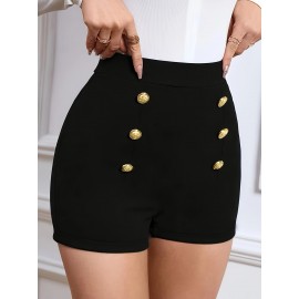 Double Breasted High Waist Shorts, Versatile Shorts For Spring & Summer, Women's Clothing Double Breasted High Waist Shorts, Versatile Shorts For Spring & Summer, Women's Clothing