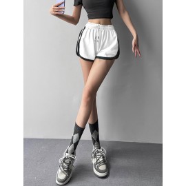 Women's Breathable White Casual Athletic Shorts - Loose Fit, Drawstring Waist, Perfect for Running & Fitness Women's Breathable White Casual Athletic Shorts - Loose Fit, Drawstring Waist, Perfect for Running & Fitness
