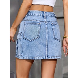 JYSS Women's Street Style Bodycon Denim Skirt - Summer Solid Color Non-Stretch Woven Cotton Blend with Pockets JYSS Women's Street Style Bodycon Denim Skirt - Summer Solid Color Non-Stretch Woven Cotton Blend with Pockets