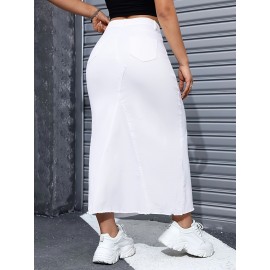 Fashion Comfy Long Denim Skirt, Versatile & Stylish Long Skirt For Every Day, Women's Clothing Fashion Comfy Long Denim Skirt, Versatile & Stylish Long Skirt For Every Day, Women's Clothing