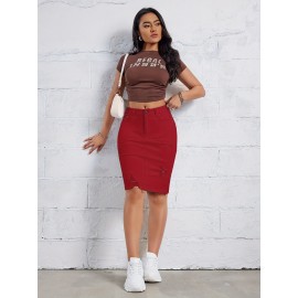 Hot Ripped High Waisted Bodycon Midi Denim Skirt, Women's Denim Jeans & Clothing Hot Ripped High Waisted Bodycon Midi Denim Skirt, Women's Denim Jeans & Clothing