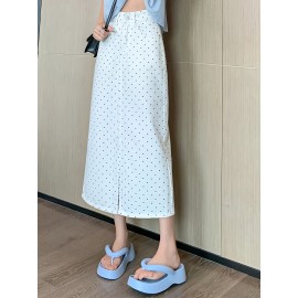 Elegant Whisker High Waist Maxi Denim Skirt - Women's Denim Skirts with Polka Dots Print, Stylish and Comfortable Design, Perfect for Casual Daily Wear and Outdoor Activities - Women's Denim Jeans & Clothing Elegant Whisker High Waist Maxi Denim Skirt - Women's Denim Skirts with Polka Dots Print, Stylish and Comfortable Design, Perfect for Casual Daily Wear and Outdoor Activities - Women's Denim Jeans & Clothing