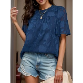 Womens 3/4 Bell Sleeve Blouse Summer Crewneck Lace Tops Floral Shirts Womens 3/4 Bell Sleeve Blouse Summer Crewneck Lace Tops Floral Shirts