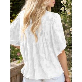 Womens 3/4 Bell Sleeve Blouse Summer Crewneck Lace Tops Floral Shirts Womens 3/4 Bell Sleeve Blouse Summer Crewneck Lace Tops Floral Shirts