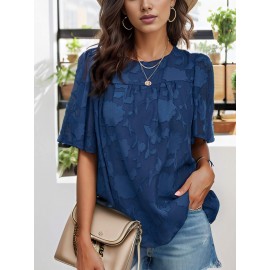 Womens 3/4 Bell Sleeve Blouse Summer Crewneck Lace Tops Floral Shirts Womens 3/4 Bell Sleeve Blouse Summer Crewneck Lace Tops Floral Shirts