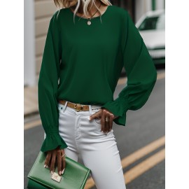 TooluckWomens Casual Tops Blouses Long Sleeve Ruffle Sleeve Loose Shirts TooluckWomens Casual Tops Blouses Long Sleeve Ruffle Sleeve Loose Shirts