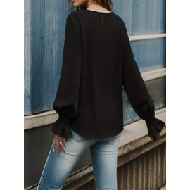 TooluckWomens Casual Tops Blouses Long Sleeve Ruffle Sleeve Loose Shirts TooluckWomens Casual Tops Blouses Long Sleeve Ruffle Sleeve Loose Shirts