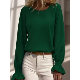 TooluckWomens Casual Tops Blouses Long Sleeve Ruffle Sleeve Loose Shirts TooluckWomens Casual Tops Blouses Long Sleeve Ruffle Sleeve Loose Shirts