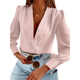 Women's Business Casual Tops Summer Long Sleeve Silk Button Down Shirts V Neck Chiffon Blouses Women's Business Casual Tops Summer Long Sleeve Silk Button Down Shirts V Neck Chiffon Blouses