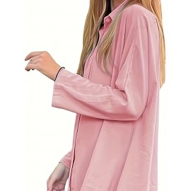 Women's Oversized T-Shirt Button-Up Long Sleeve Shirt V-Neck Loose Flowy Shirt Women's Oversized T-Shirt Button-Up Long Sleeve Shirt V-Neck Loose Flowy Shirt